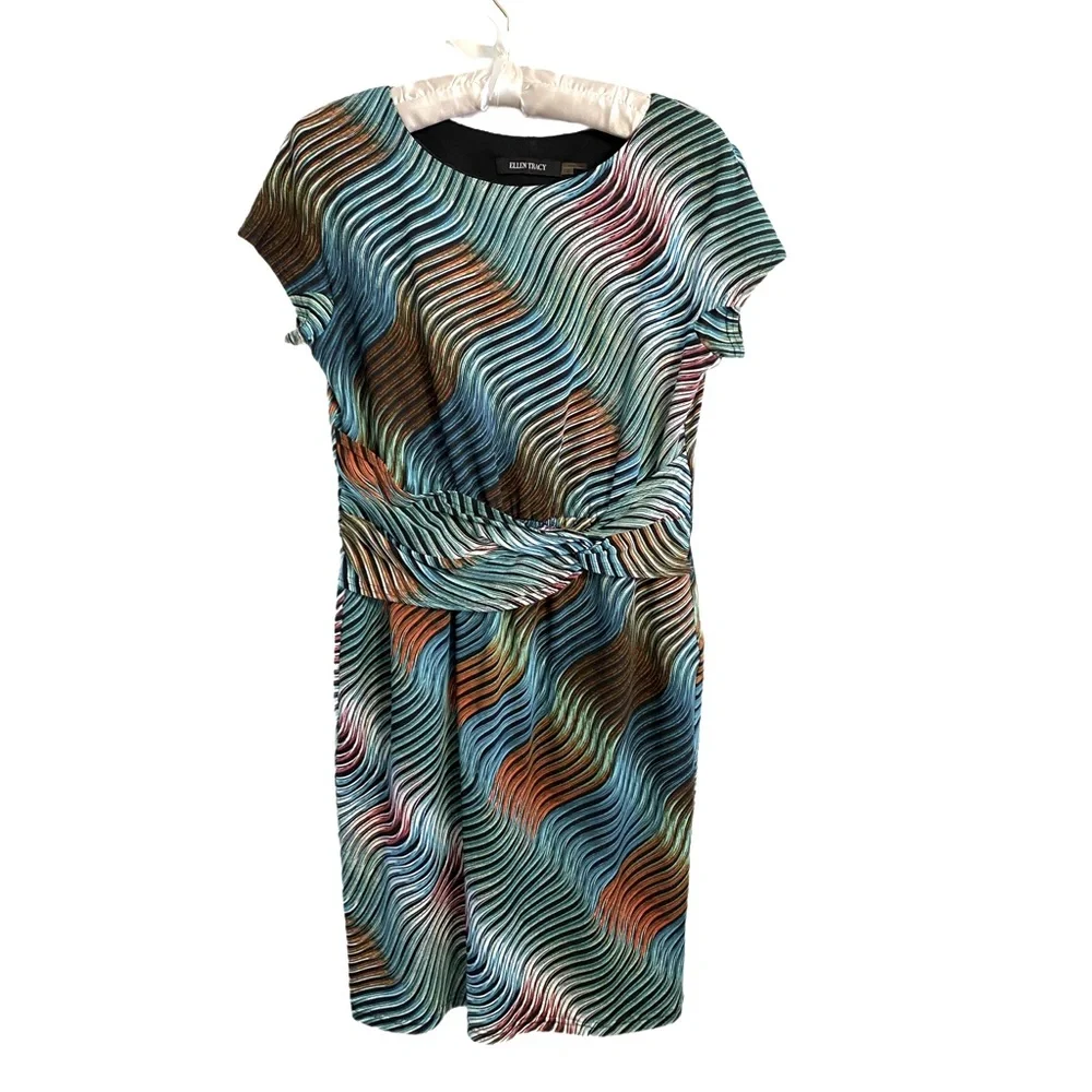 Ellen Tracy Wave Midi Dress Size 6